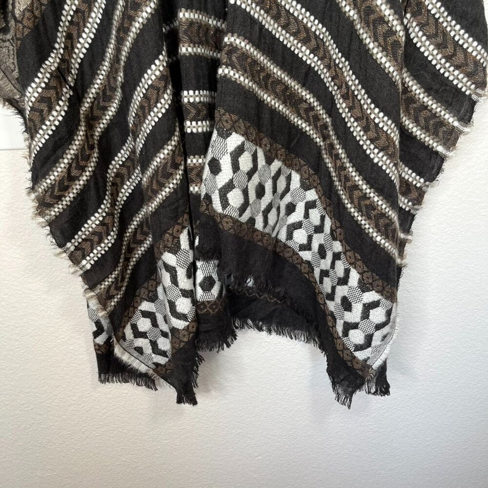 Lucky Brand Open-Front Knit Kimono Cardigan Shawl boho  Fringe Hem One Size - Picture 4 of 11